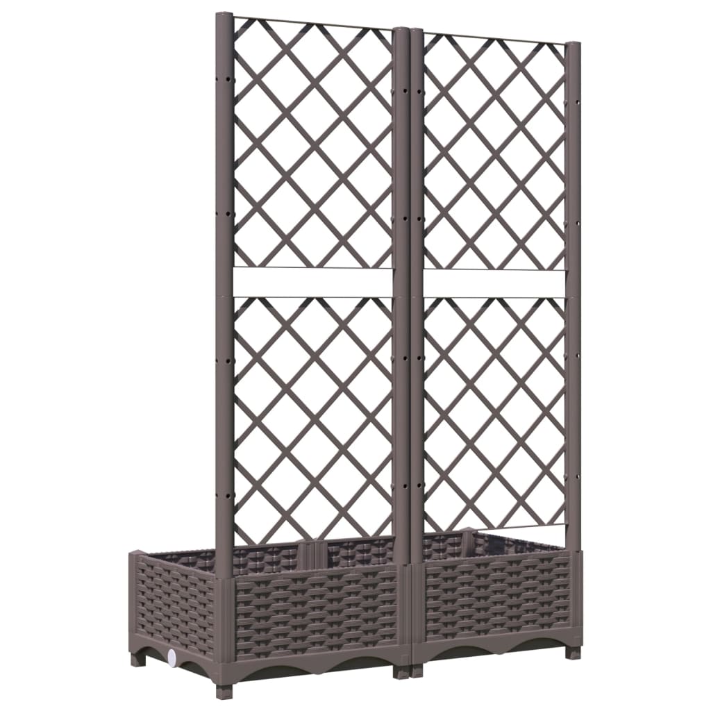 vidaXL Jardinieră de grădină cu spalier maro, 80x40x121,5 cm, PP