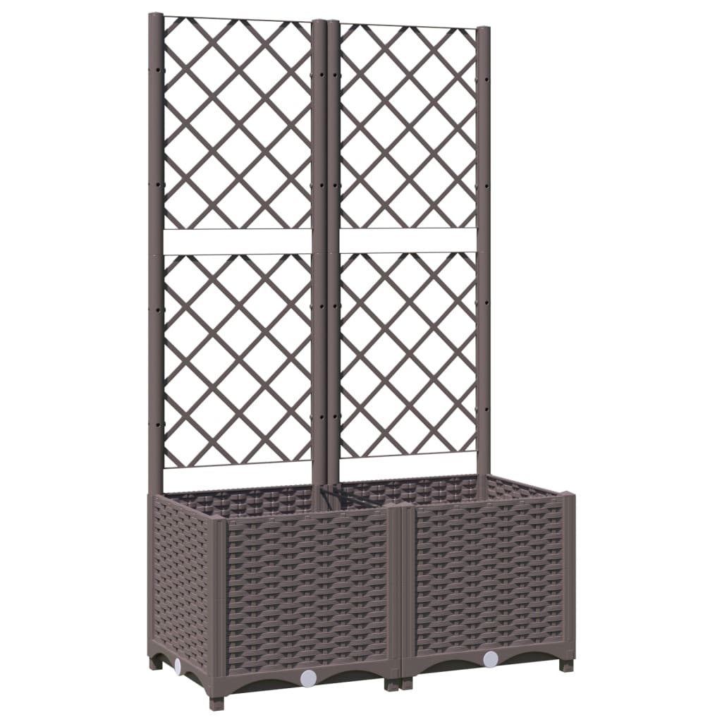 vidaXL Jardinieră de grădină cu spalier maro, 80x40x136 cm, PP vidaXL Jardinieră de grădină cu spalier maro, 80x40x136 cm, PP