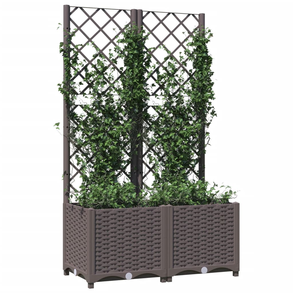 vidaXL Jardinieră de grădină cu spalier maro, 80x40x136 cm, PP vidaXL Jardinieră de grădină cu spalier maro, 80x40x136 cm, PP