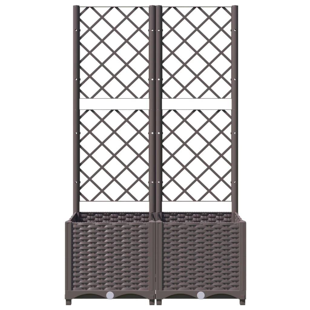 vidaXL Jardinieră de grădină cu spalier maro, 80x40x136 cm, PP vidaXL Jardinieră de grădină cu spalier maro, 80x40x136 cm, PP