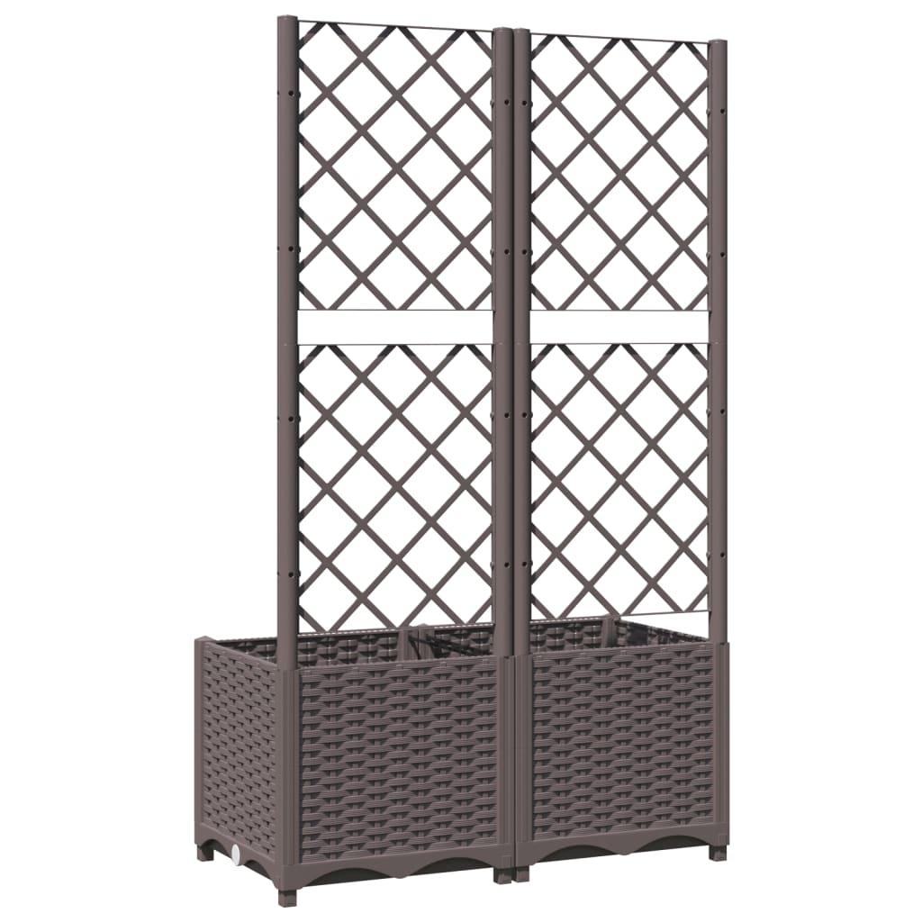 vidaXL Jardinieră de grădină cu spalier maro, 80x40x136 cm, PP vidaXL Jardinieră de grădină cu spalier maro, 80x40x136 cm, PP