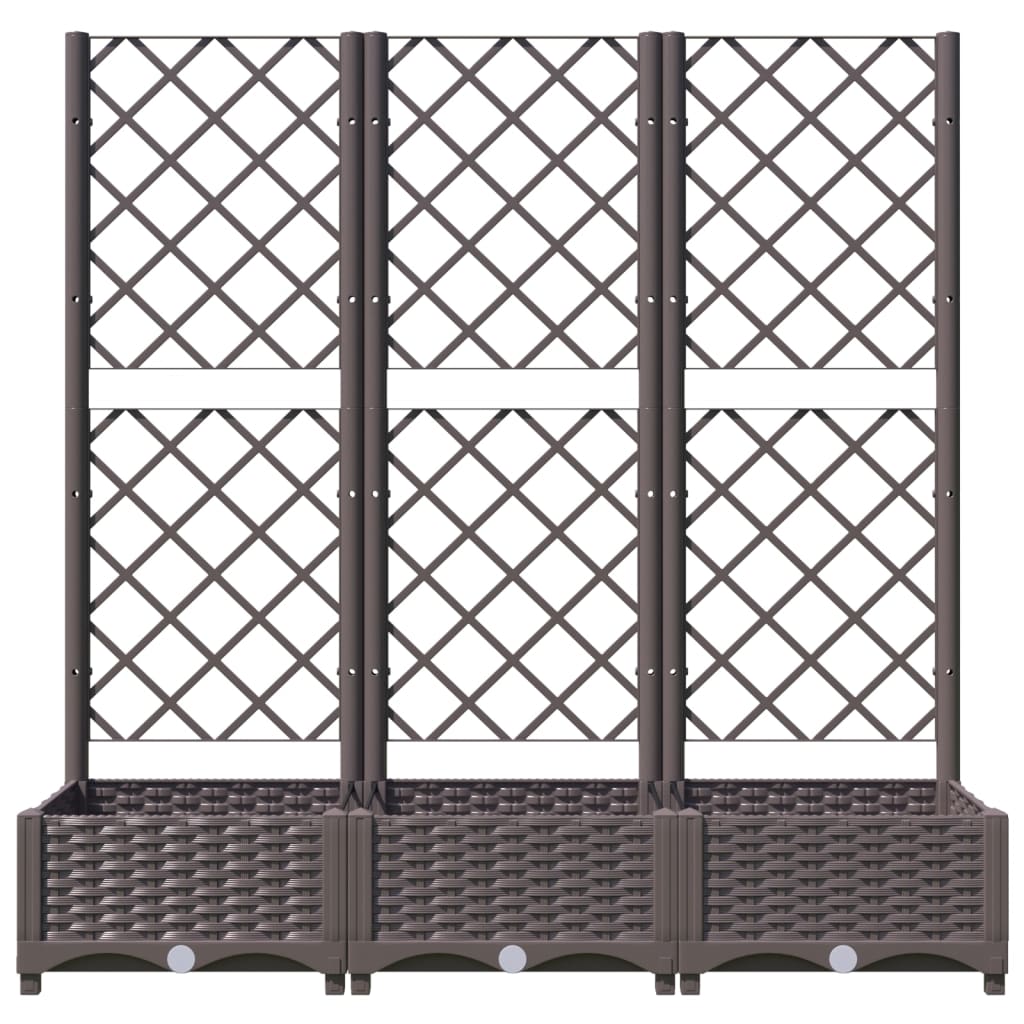 vidaXL Jardinieră de grădină cu spalier, maro, 120x40x121,5 cm, PP