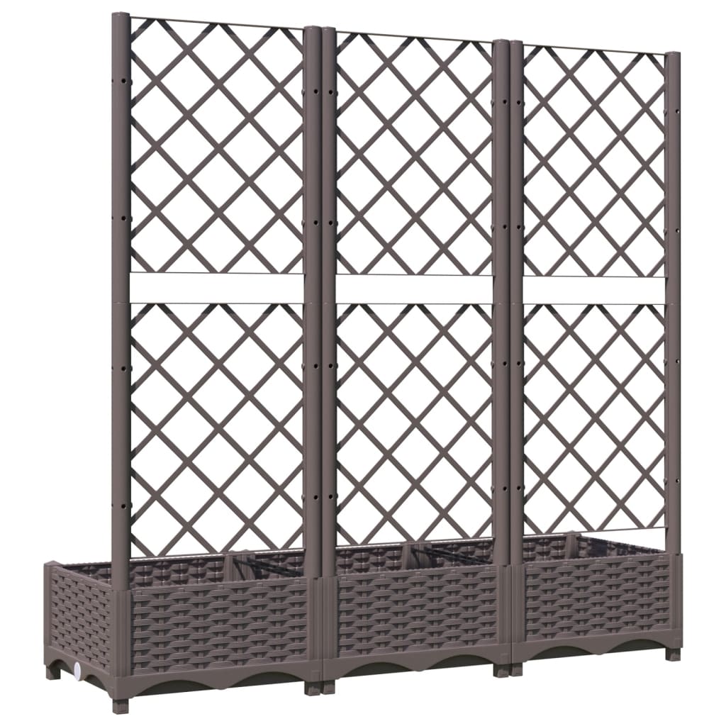vidaXL Jardinieră de grădină cu spalier, maro, 120x40x121,5 cm, PP