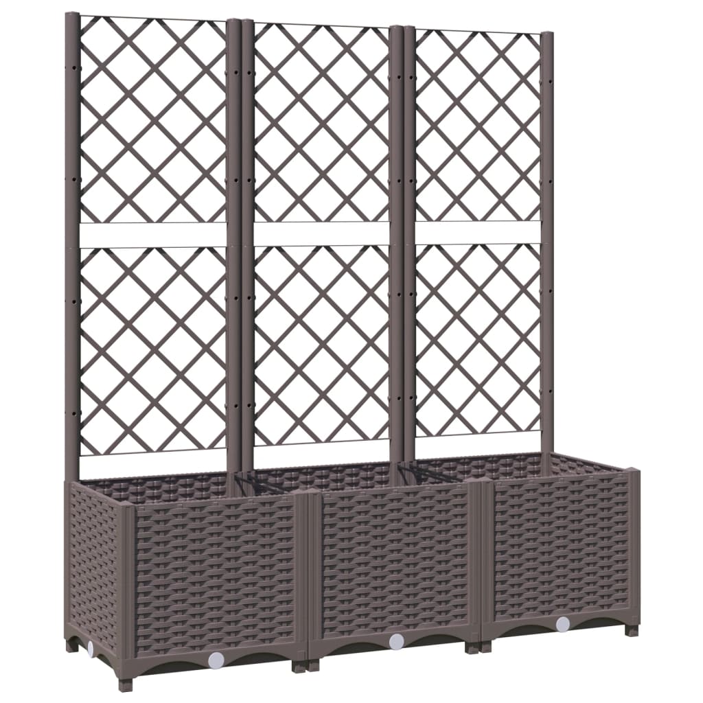 vidaXL Jardinieră de grădină cu spalier, maro, 120x40x136 cm, PP