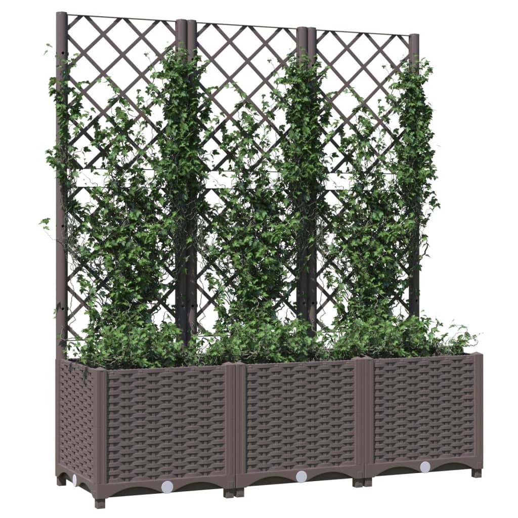 vidaXL Jardinieră de grădină cu spalier, maro, 120x40x136 cm, PP