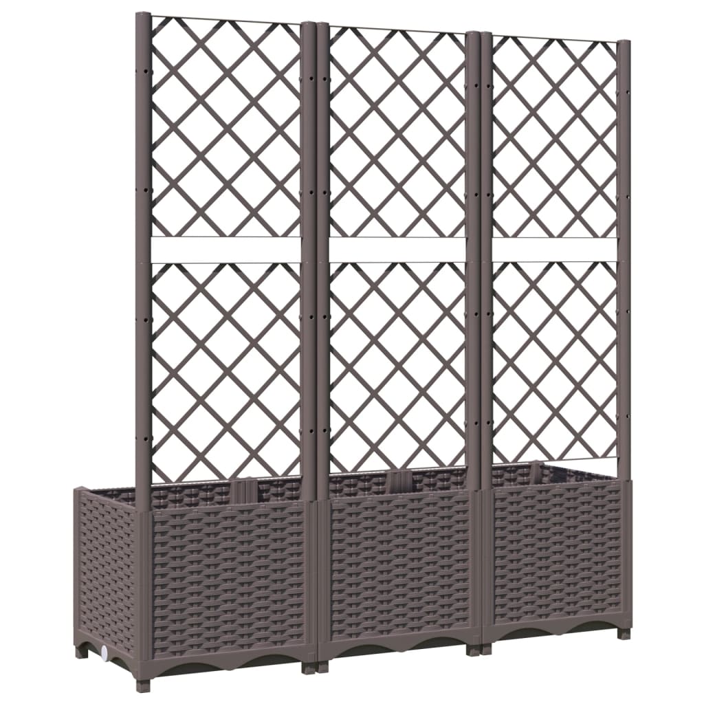 vidaXL Jardinieră de grădină cu spalier, maro, 120x40x136 cm, PP
