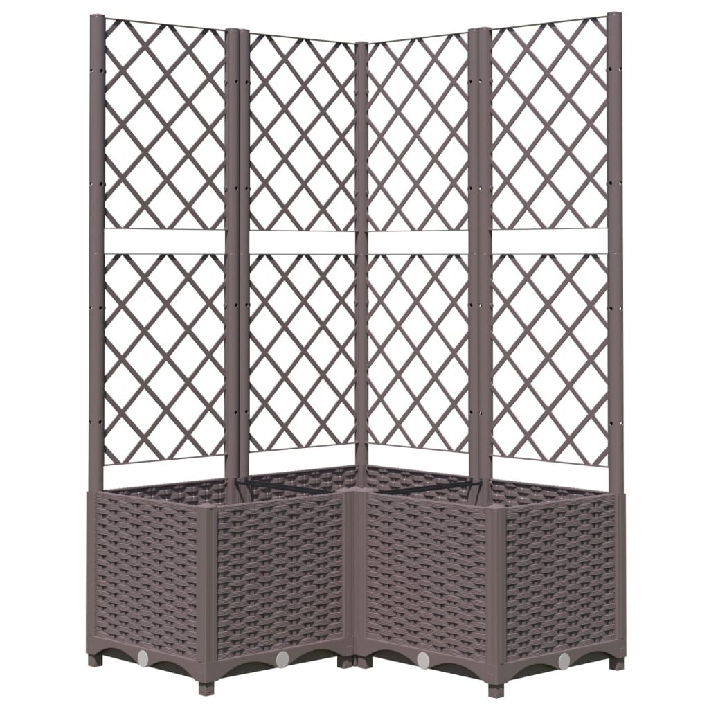 vidaXL Jardinieră de grădină cu spalier maro, 80x80x136 cm, PP vidaXL Jardinieră de grădină cu spalier maro, 80x80x136 cm, PP