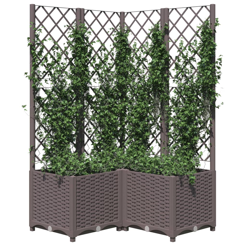 vidaXL Jardinieră de grădină cu spalier maro, 80x80x136 cm, PP vidaXL Jardinieră de grădină cu spalier maro, 80x80x136 cm, PP
