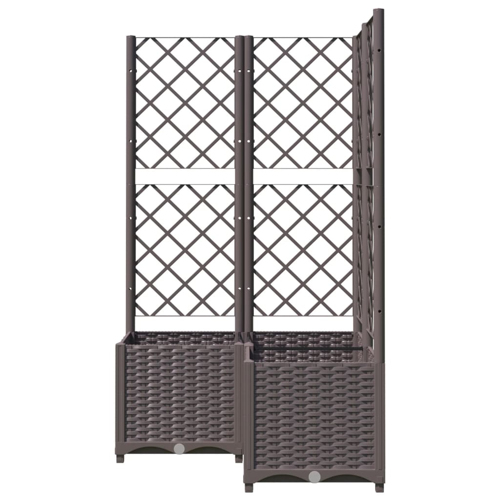 vidaXL Jardinieră de grădină cu spalier maro, 80x80x136 cm, PP vidaXL Jardinieră de grădină cu spalier maro, 80x80x136 cm, PP