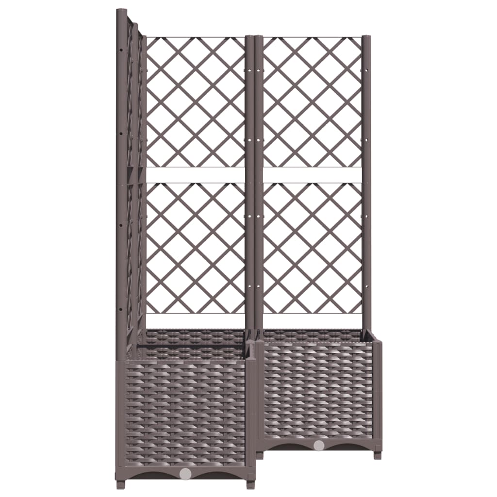 vidaXL Jardinieră de grădină cu spalier maro, 80x80x136 cm, PP vidaXL Jardinieră de grădină cu spalier maro, 80x80x136 cm, PP