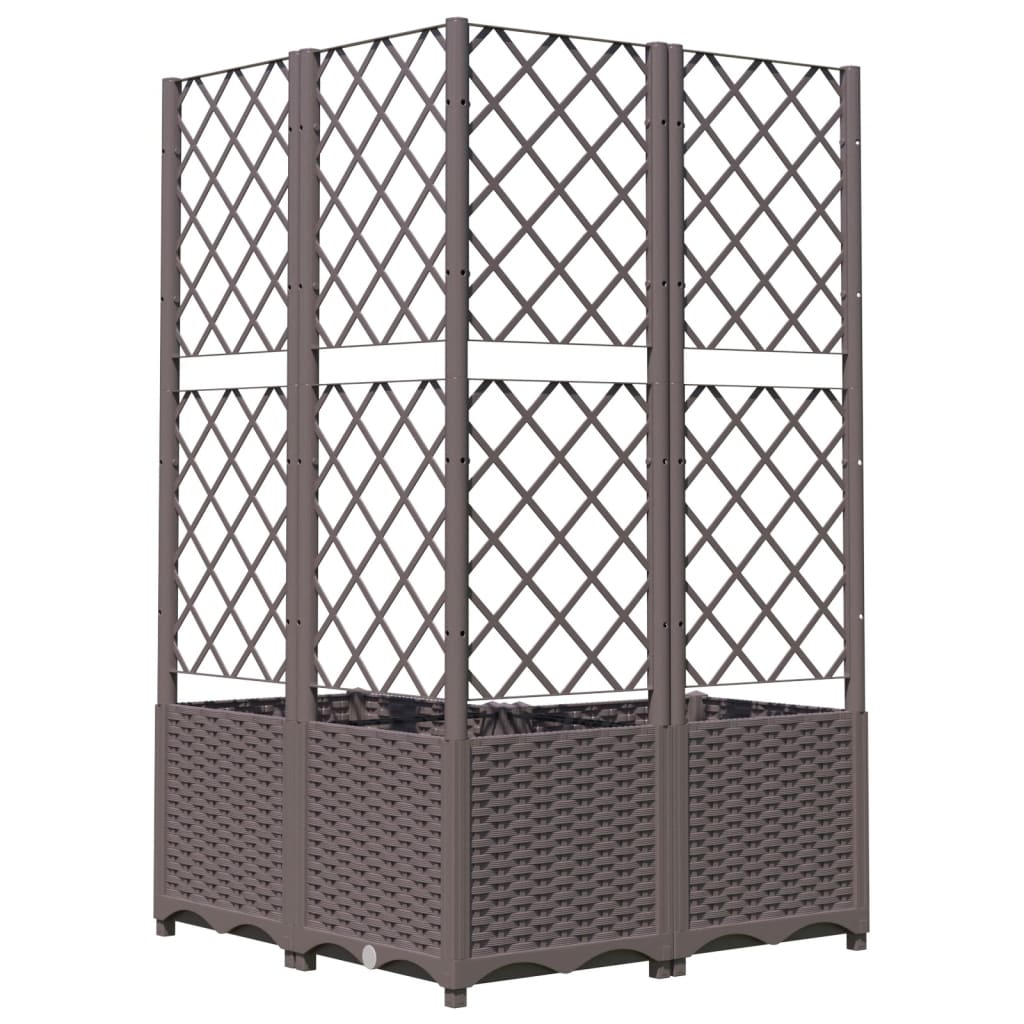 vidaXL Jardinieră de grădină cu spalier maro, 80x80x136 cm, PP vidaXL Jardinieră de grădină cu spalier maro, 80x80x136 cm, PP