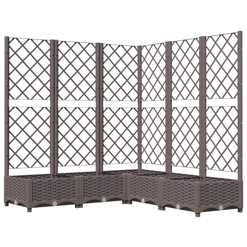 vidaXL Jardinieră de grădină cu spalier, maro, 120x120x121,5 cm, PP