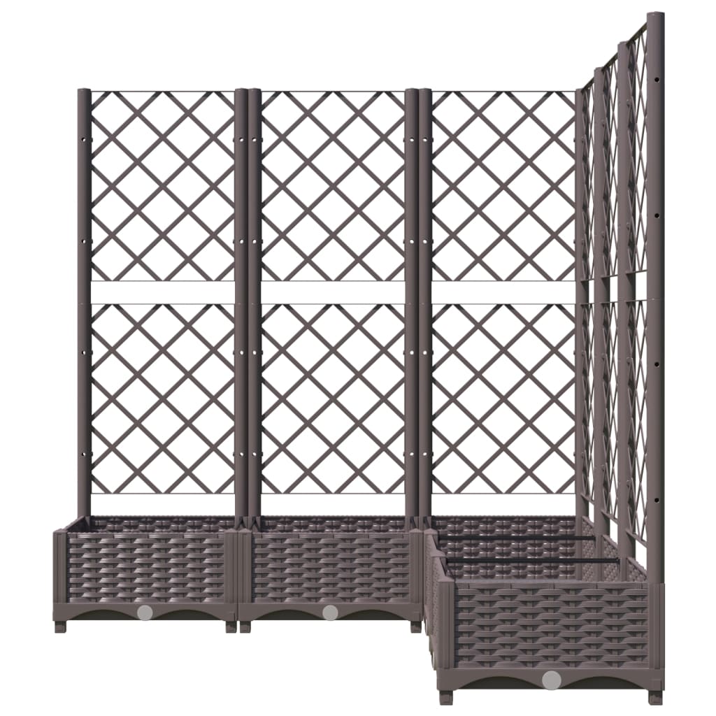 vidaXL Jardinieră de grădină cu spalier, maro, 120x120x121,5 cm, PP