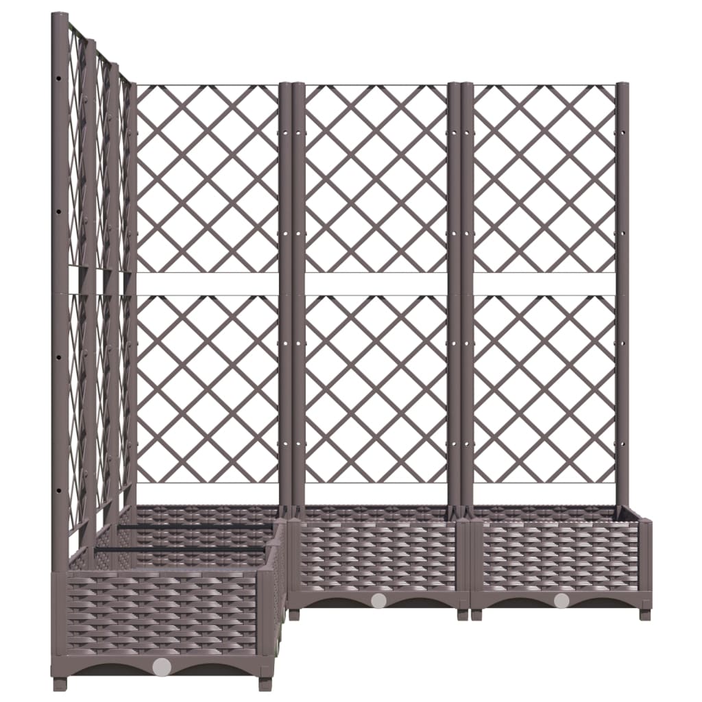vidaXL Jardinieră de grădină cu spalier, maro, 120x120x121,5 cm, PP