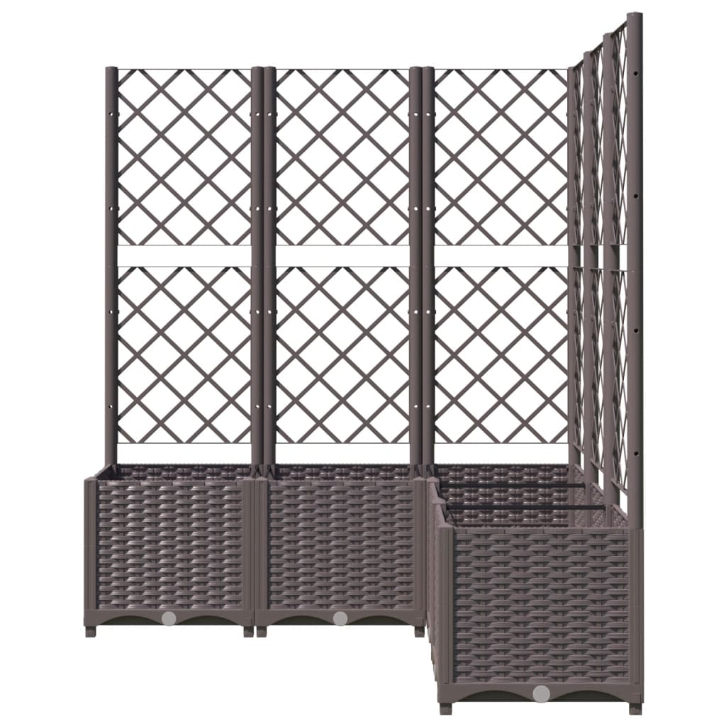 vidaXL Jardinieră de grădină cu spalier, maro, 120x120x136 cm, PP