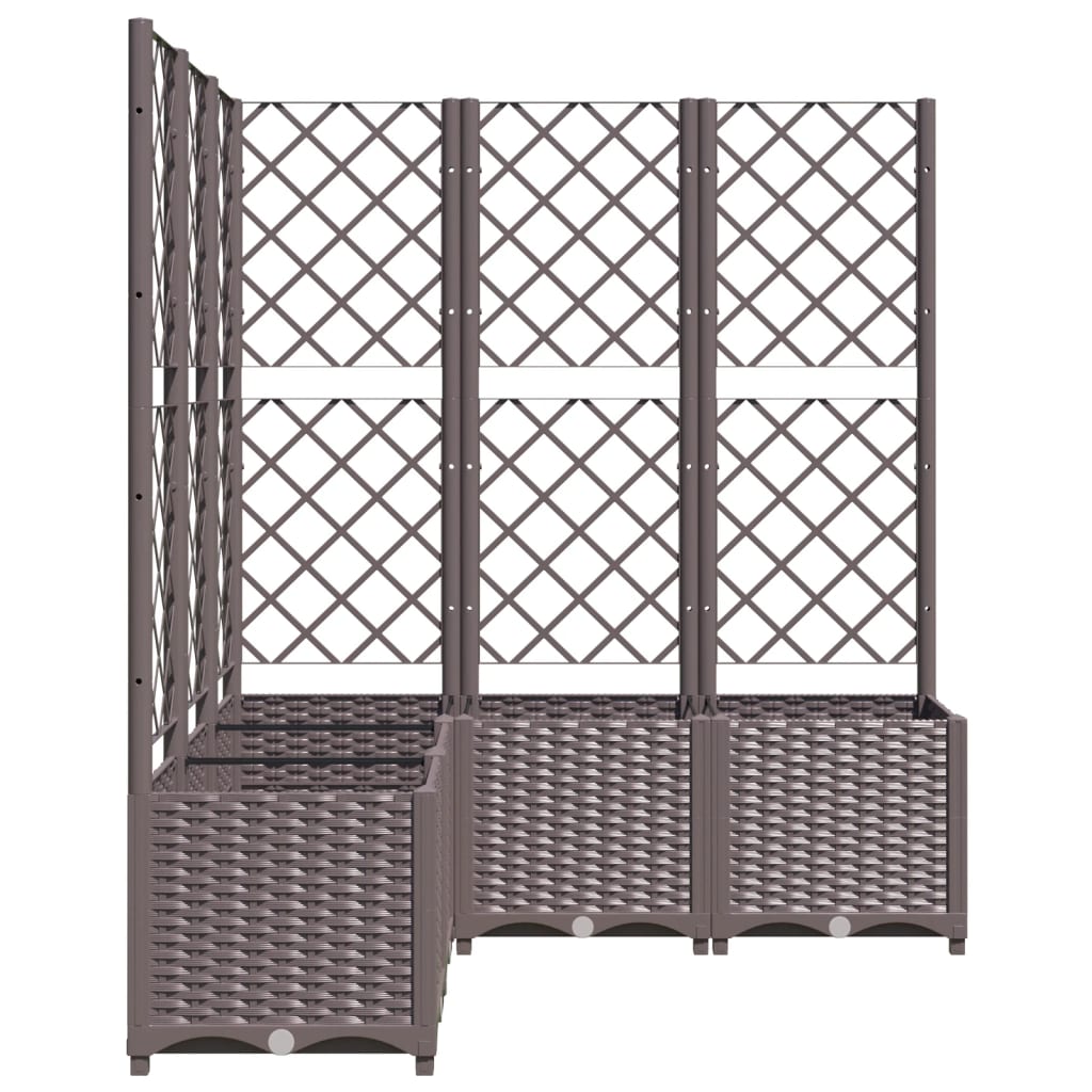 vidaXL Jardinieră de grădină cu spalier, maro, 120x120x136 cm, PP