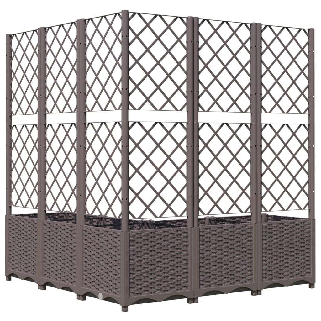 vidaXL Jardinieră de grădină cu spalier, maro, 120x120x136 cm, PP