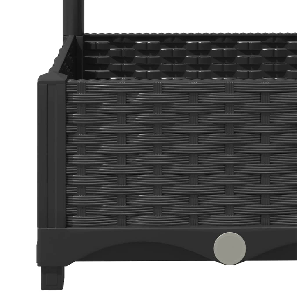 vidaXL Jardinieră de grădină cu spalier negru, 40x40x121,5 cm, PP