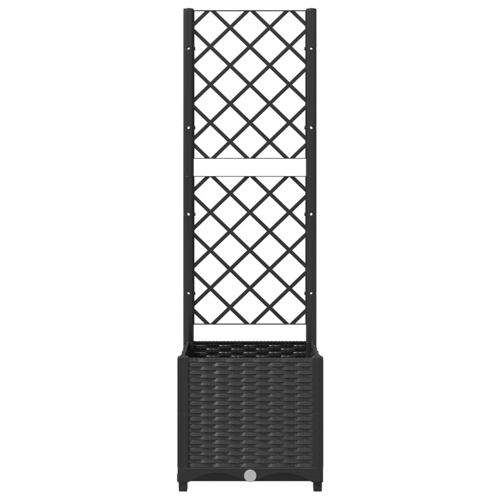 vidaXL Jardinieră de grădină cu spalier negru, 40x40x136 cm, PP