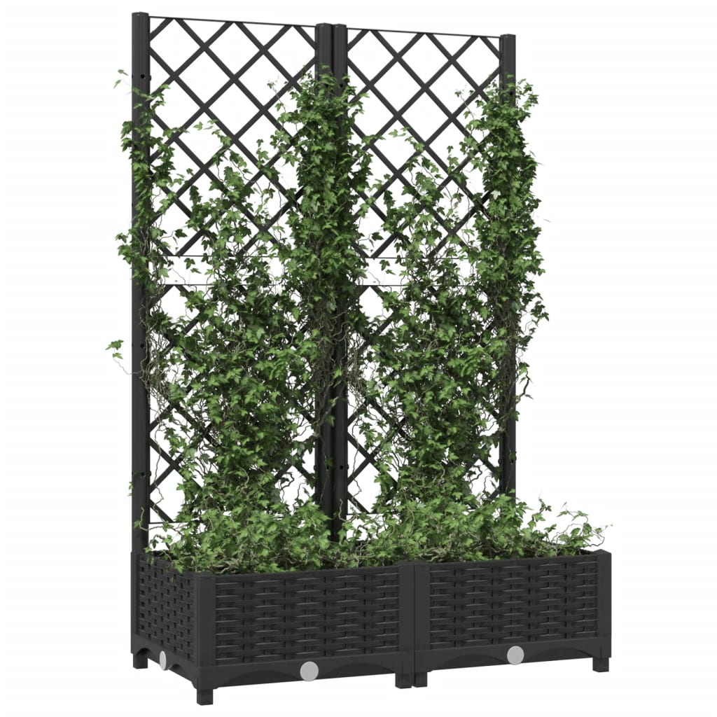 vidaXL Jardinieră de grădină cu spalier negru, 80x40x121,5 cm, PP vidaXL Jardinieră de grădină cu spalier negru, 80x40x121,5 cm, PP