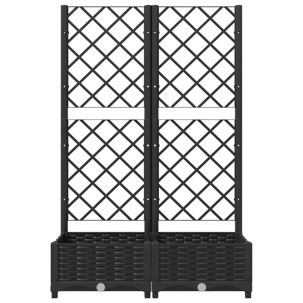 vidaXL Jardinieră de grădină cu spalier negru, 80x40x121,5 cm, PP vidaXL Jardinieră de grădină cu spalier negru, 80x40x121,5 cm, PP