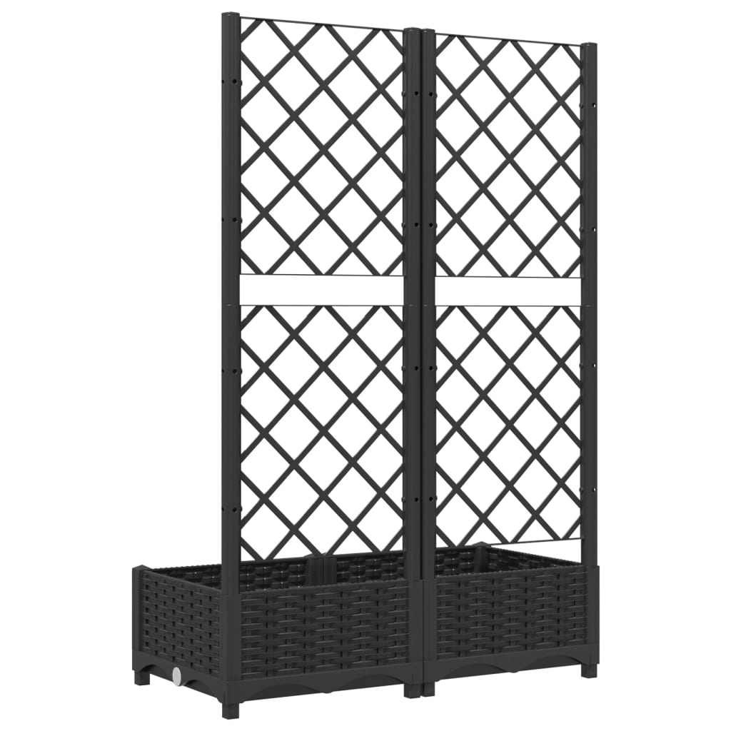 vidaXL Jardinieră de grădină cu spalier negru, 80x40x121,5 cm, PP vidaXL Jardinieră de grădină cu spalier negru, 80x40x121,5 cm, PP