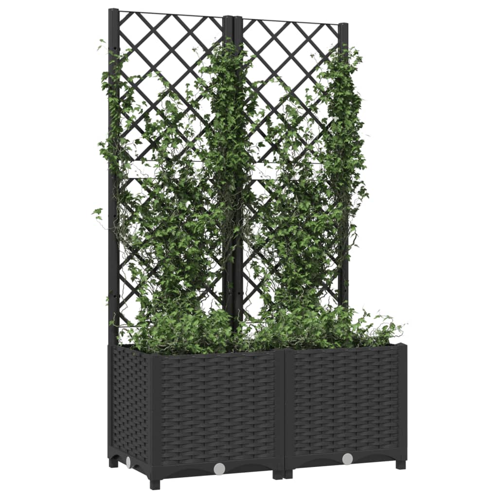 vidaXL Jardinieră de grădină cu spalier negru, 80x40x136 cm, PP vidaXL Jardinieră de grădină cu spalier negru, 80x40x136 cm, PP