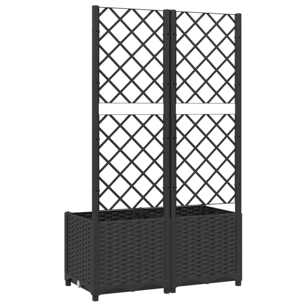 vidaXL Jardinieră de grădină cu spalier negru, 80x40x136 cm, PP vidaXL Jardinieră de grădină cu spalier negru, 80x40x136 cm, PP