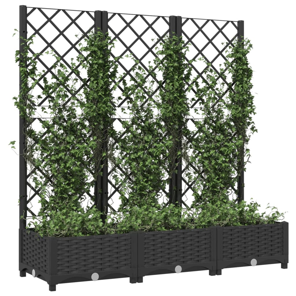 vidaXL Jardinieră de grădină cu spalier negru, 120x40x121,5 cm, PP vidaXL Jardinieră de grădină cu spalier negru, 120x40x121,5 cm, PP