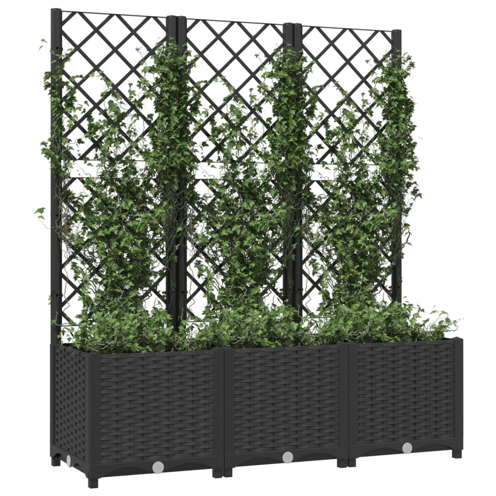 vidaXL Jardinieră de grădină cu spalier negru, 120x40x136 cm, PP vidaXL Jardinieră de grădină cu spalier negru, 120x40x136 cm, PP