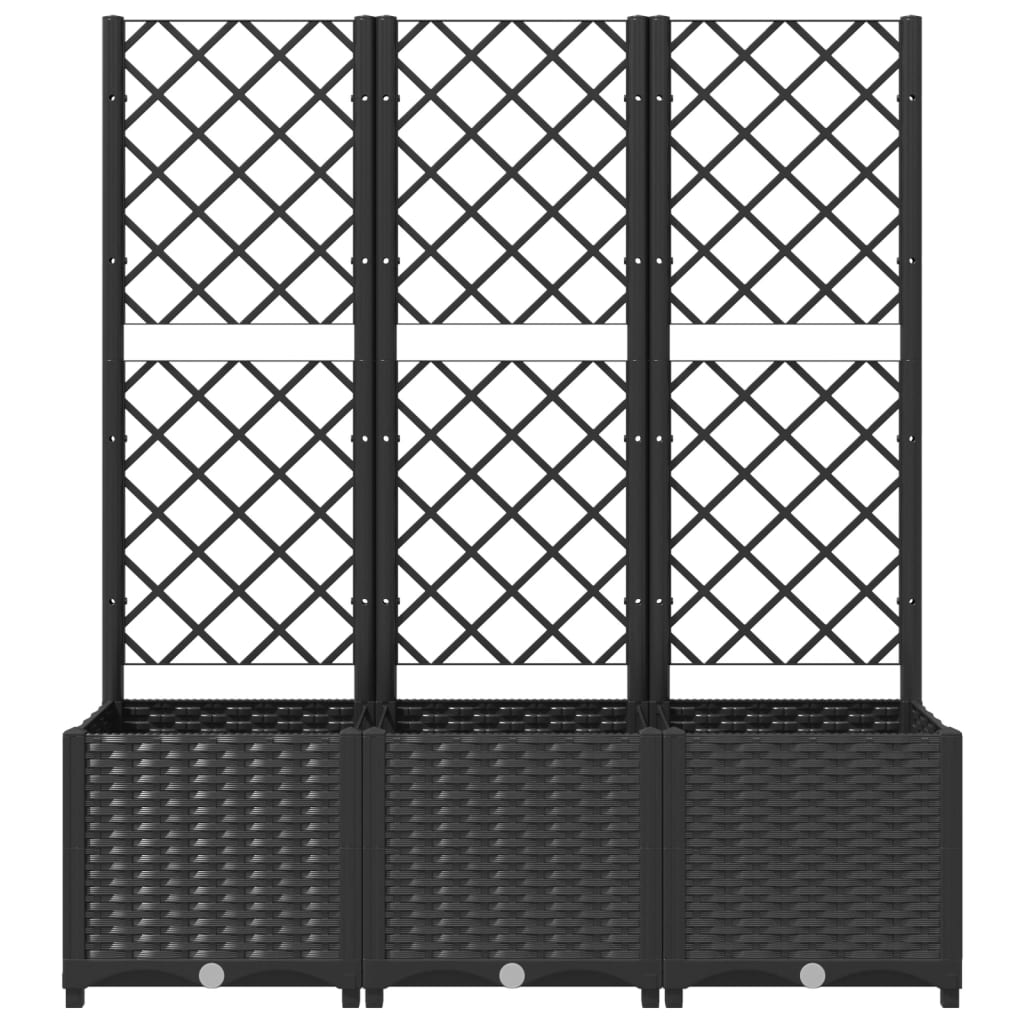 vidaXL Jardinieră de grădină cu spalier negru, 120x40x136 cm, PP vidaXL Jardinieră de grădină cu spalier negru, 120x40x136 cm, PP