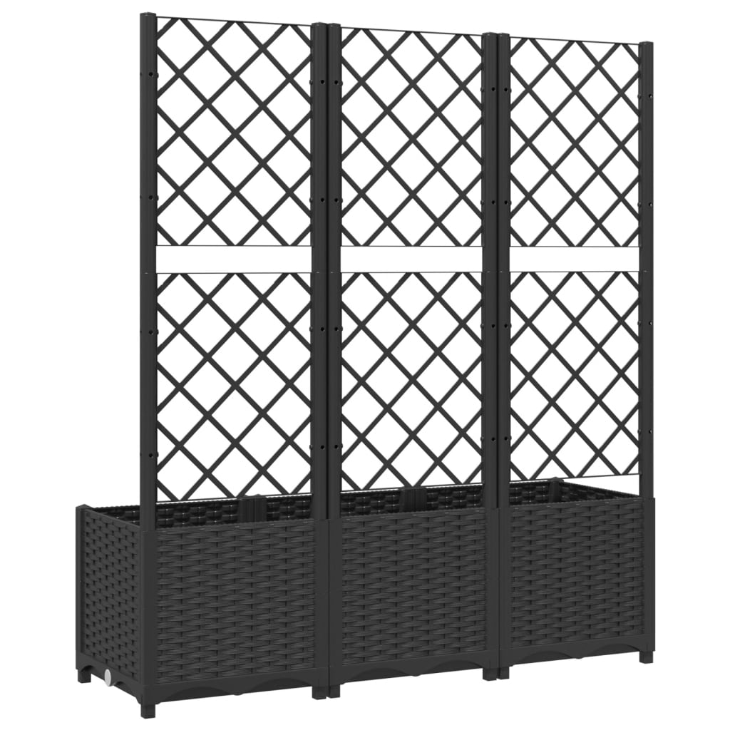 vidaXL Jardinieră de grădină cu spalier negru, 120x40x136 cm, PP vidaXL Jardinieră de grădină cu spalier negru, 120x40x136 cm, PP