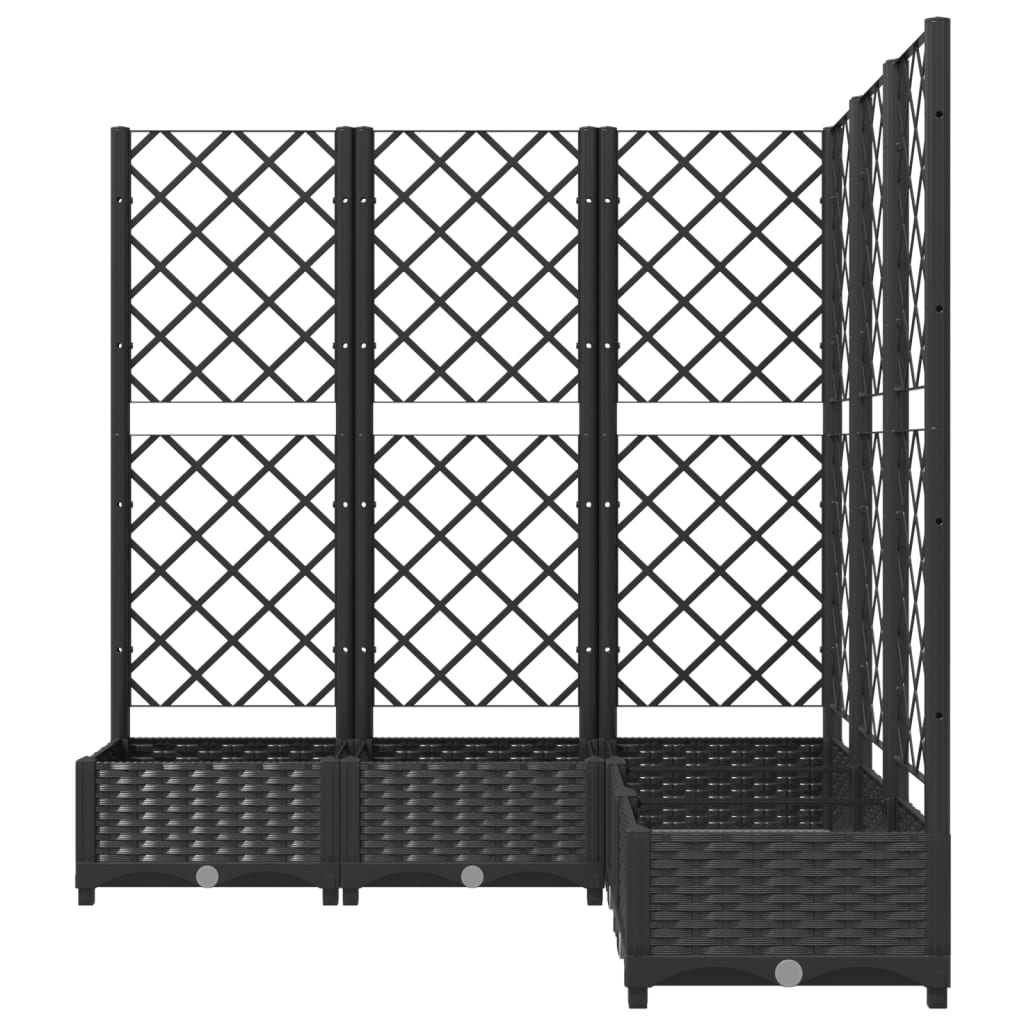 vidaXL Jardinieră de grădină cu spalier, negru, 120x120x121,5 cm, PP