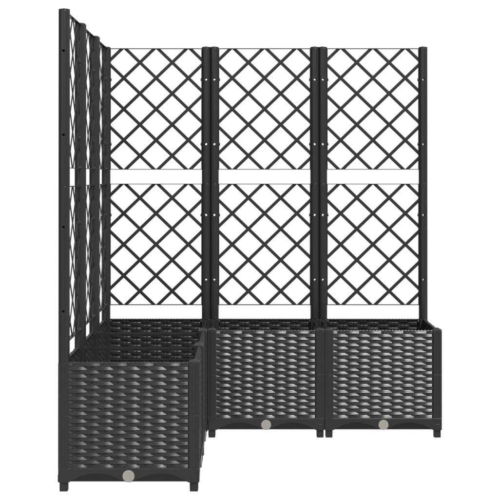 vidaXL Jardinieră de grădină cu spalier, maro, 120x120x136 cm, PP