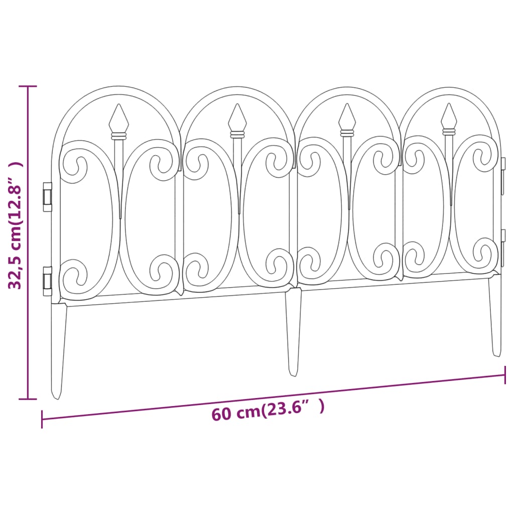 vidaXL Borduri de gazon, 17 buc., negru, 10 m, PP