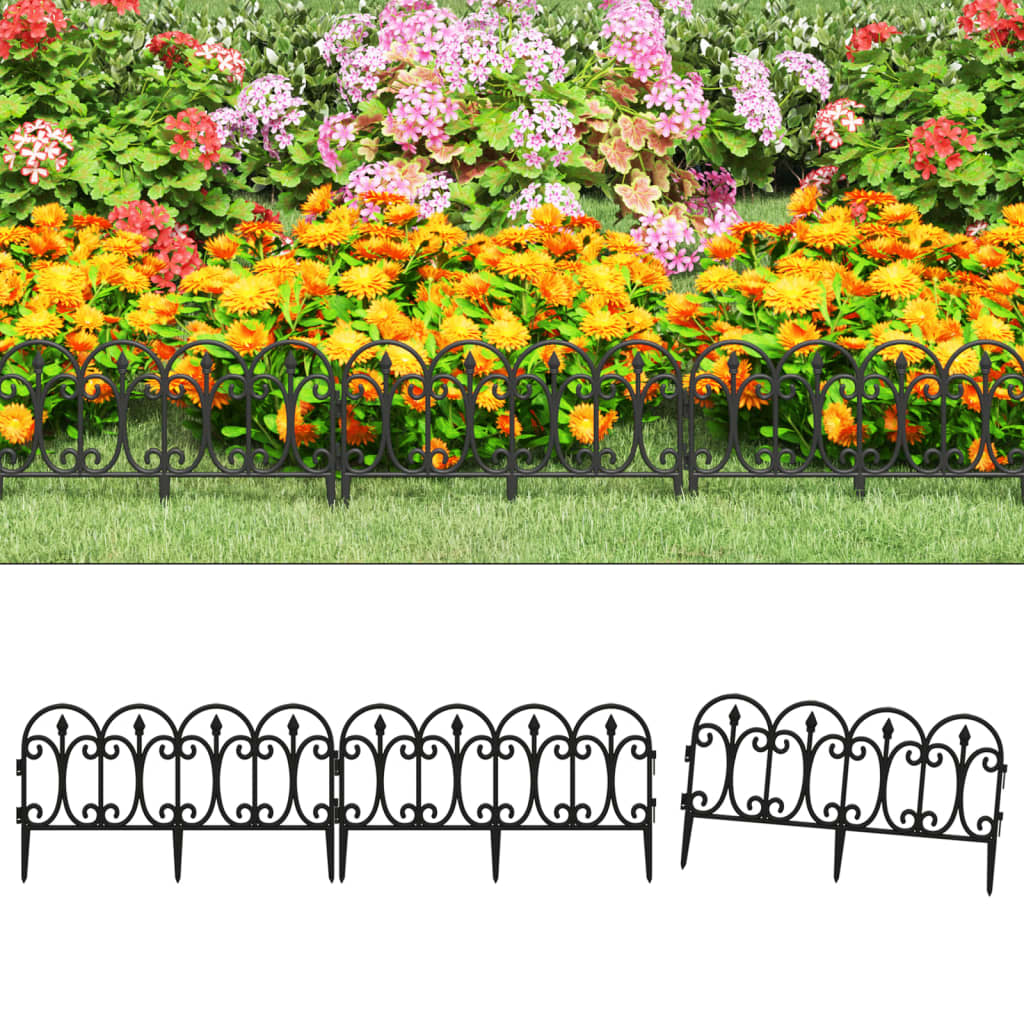 vidaXL Borduri de gazon, 17 buc., negru, 10 m, PP