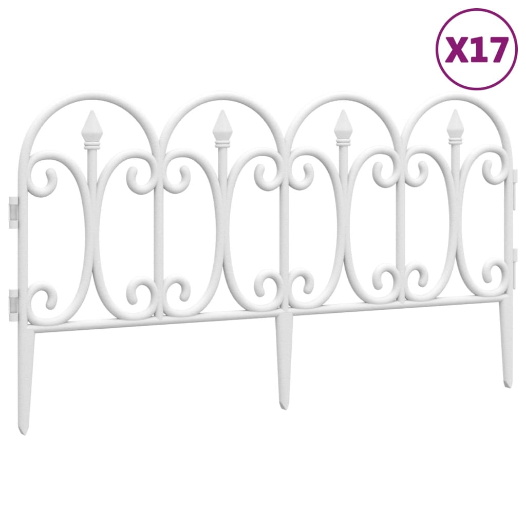 vidaXL Borduri de gazon, 17 buc., alb, 10 m, PP vidaXL Borduri de gazon, 17 buc., alb, 10 m, PP