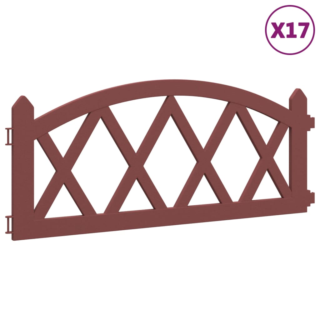 vidaXL Borduri de gazon, 17 buc., roșu, 10 m, PP vidaXL Borduri de gazon, 17 buc., roșu, 10 m, PP