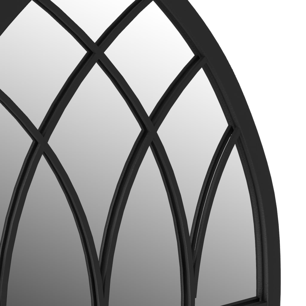 vidaXL Oglindă de grădină, negru, 100x45 cm, fier, uz exterior