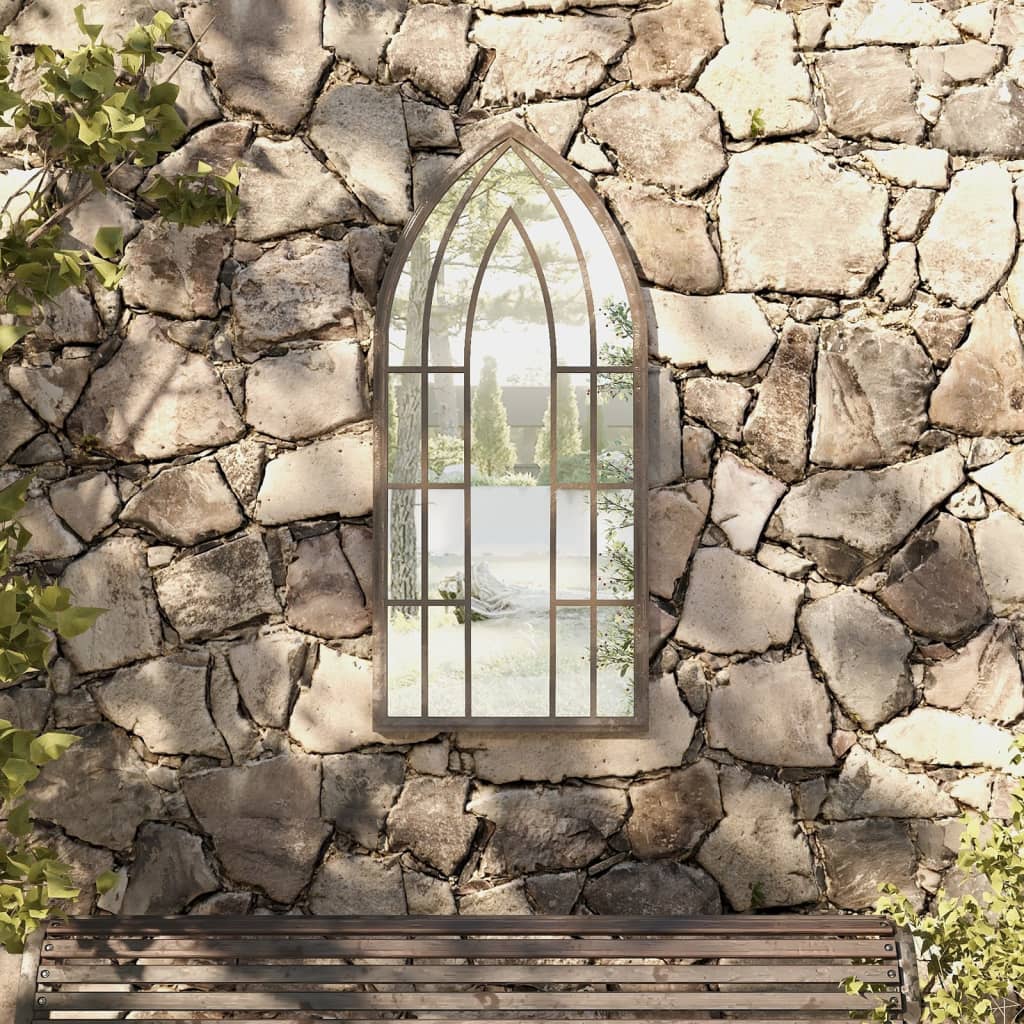 vidaXL Oglindă de grădină, nisipiu, 100x45 cm, fier uz exterior vidaXL Oglindă de grădină, nisipiu, 100x45 cm, fier uz exterior