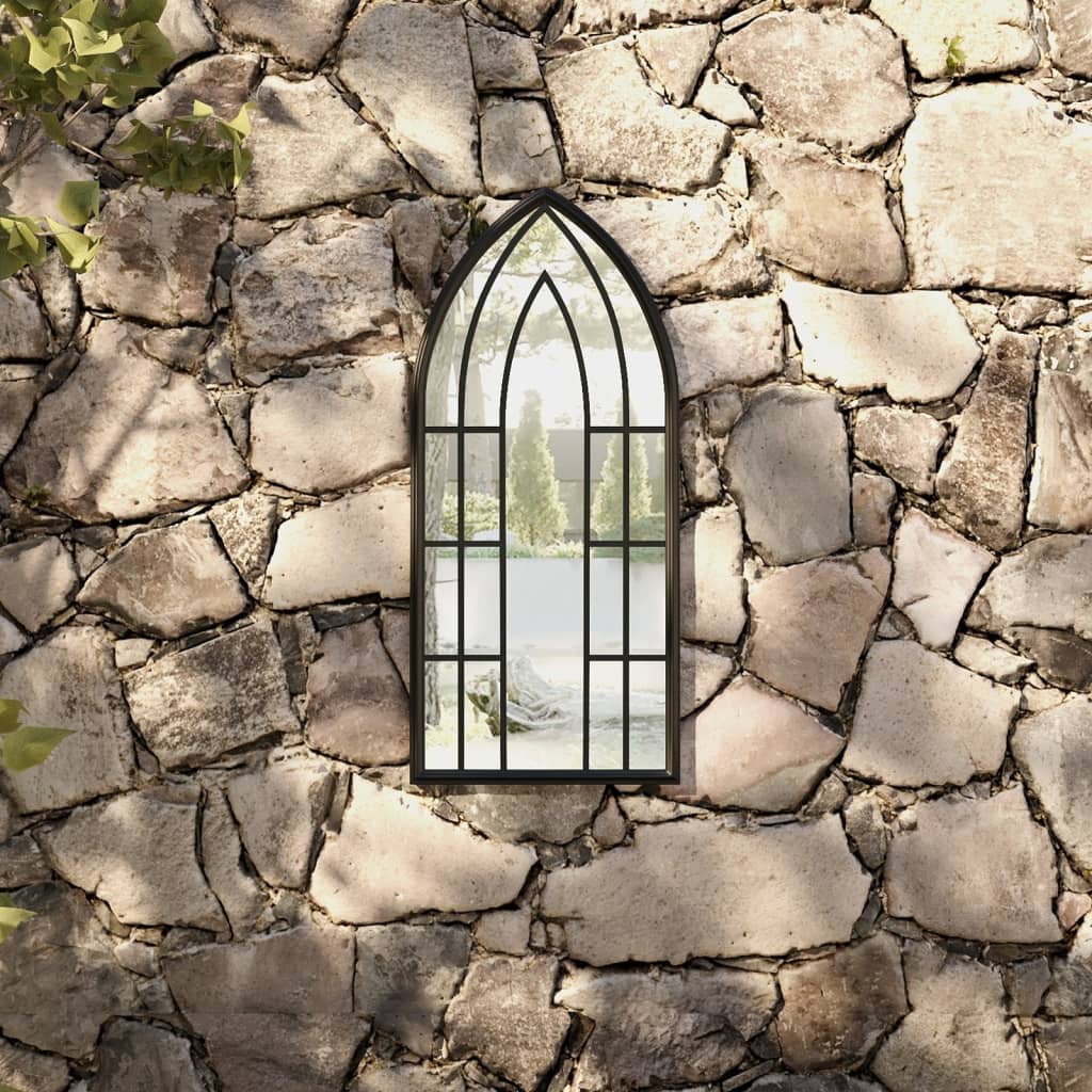 vidaXL Oglindă de grădină, negru, 70x30 cm, fier, uz exterior vidaXL Oglindă de grădină, negru, 70x30 cm, fier, uz exterior