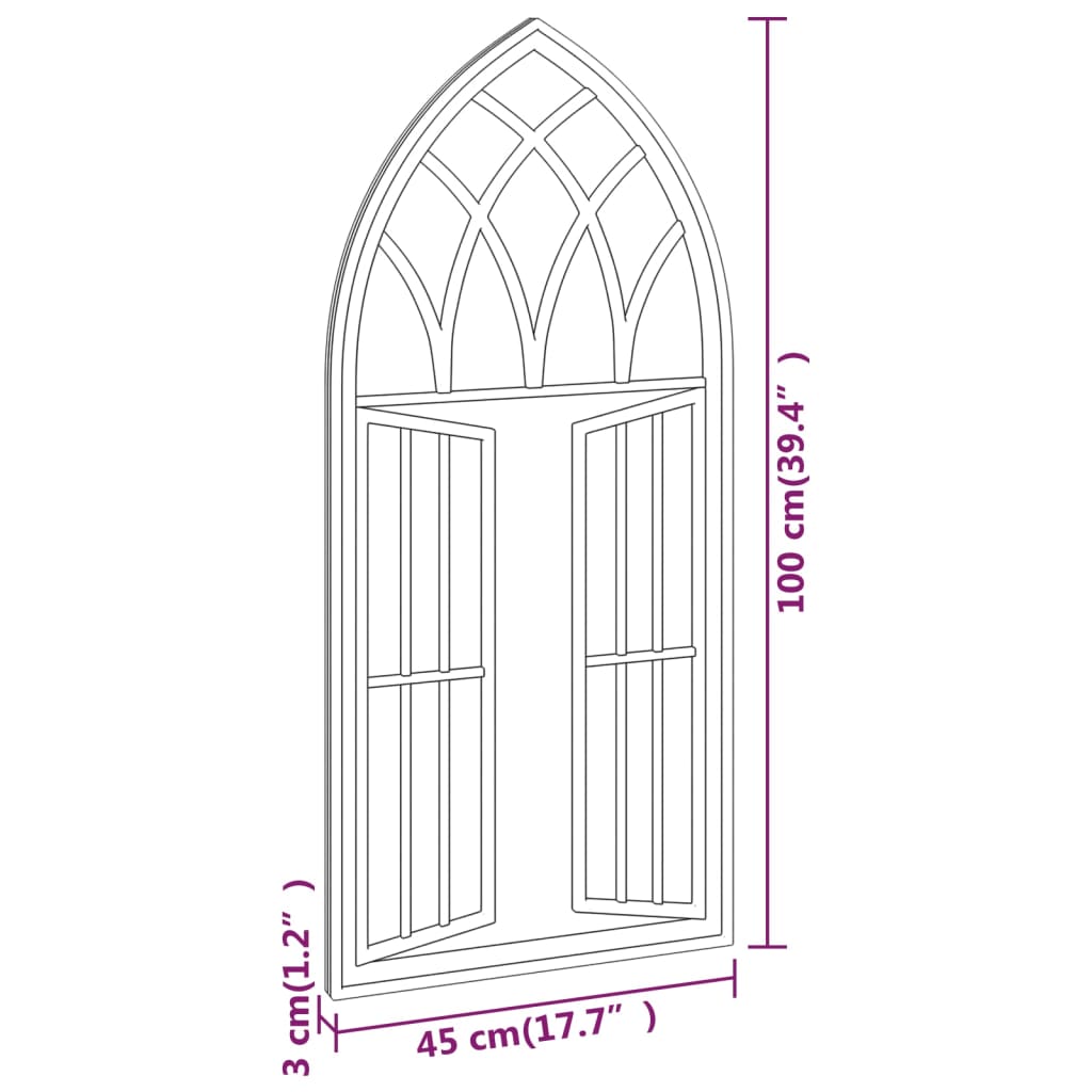 vidaXL Oglindă de grădină, negru, 100x45 cm, fier, uz exterior vidaXL Oglindă de grădină, negru, 100x45 cm, fier, uz exterior