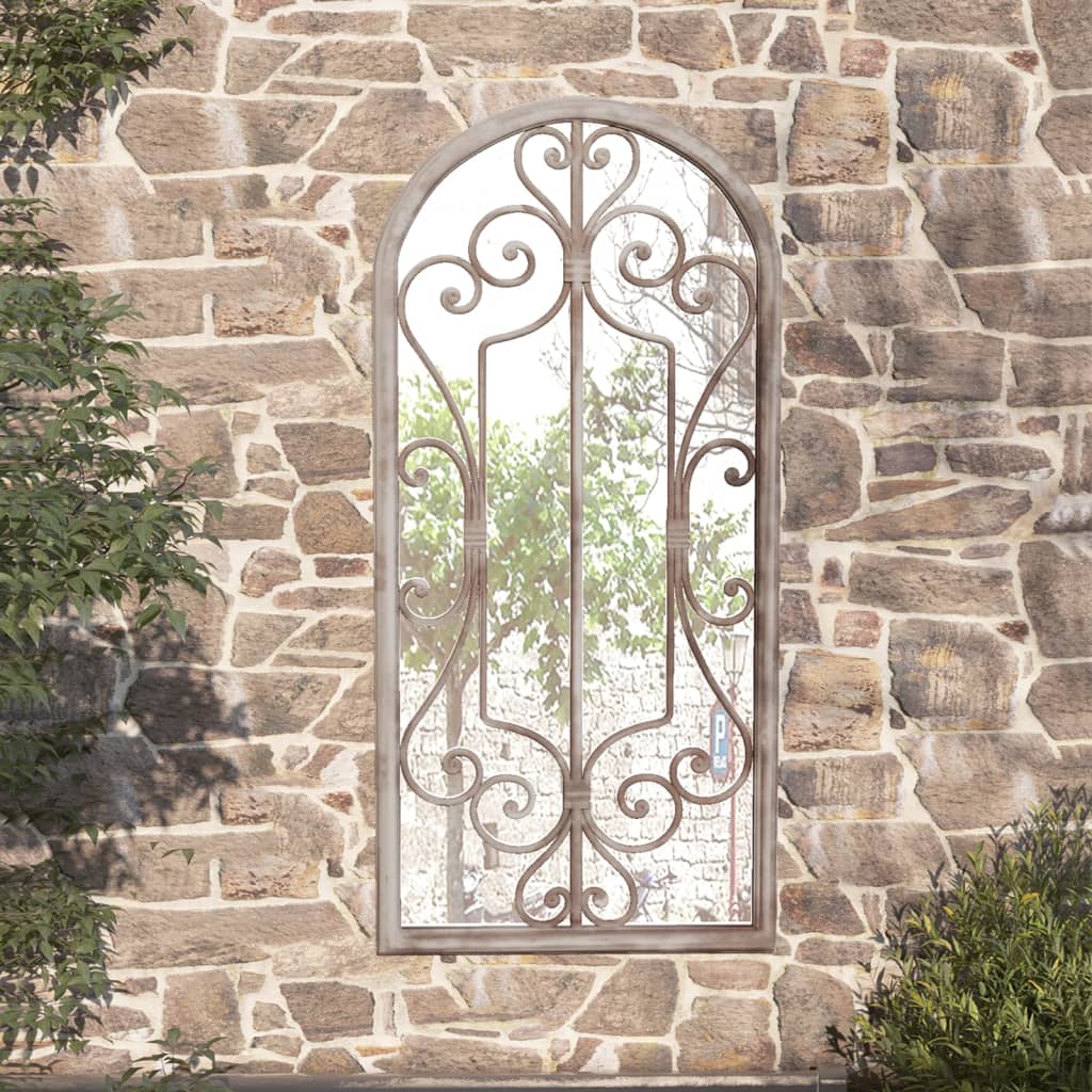 vidaXL Oglindă de grădină, nisipiu, 100x45 cm, fier, uz exterior vidaXL Oglindă de grădină, nisipiu, 100x45 cm, fier, uz exterior