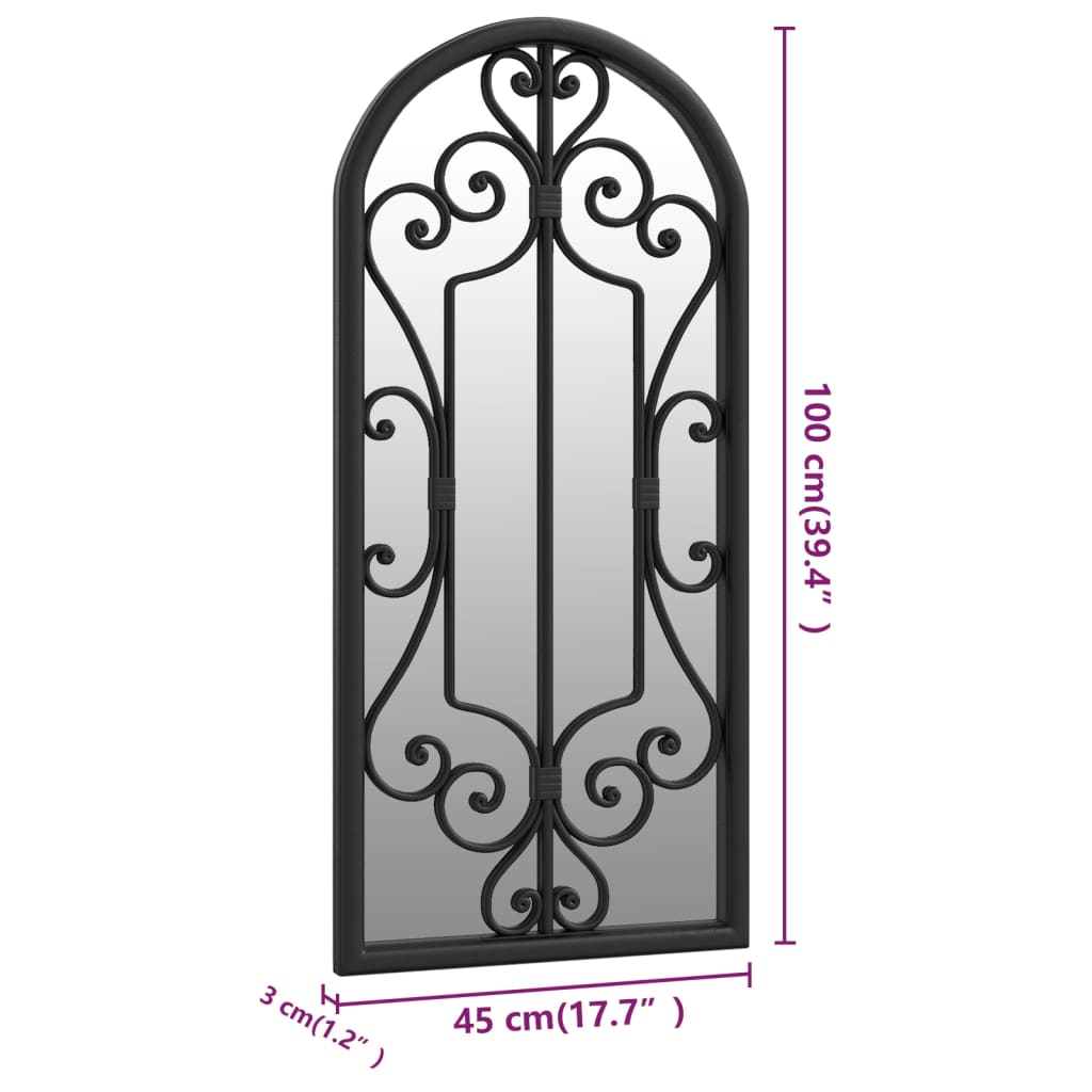 vidaXL Oglindă de grădină, negru, 100x45 cm, fier, uz exterior vidaXL Oglindă de grădină, negru, 100x45 cm, fier, uz exterior