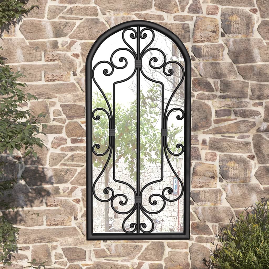 vidaXL Oglindă de grădină, negru, 100x45 cm, fier, uz exterior vidaXL Oglindă de grădină, negru, 100x45 cm, fier, uz exterior