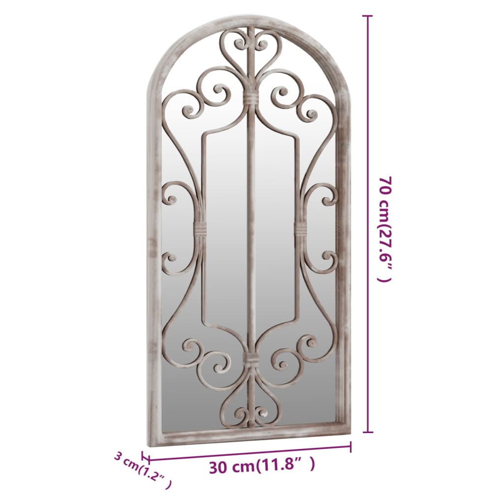 vidaXL Oglindă de grădină, nisipiu, 70x30 cm, fier, uz exterior