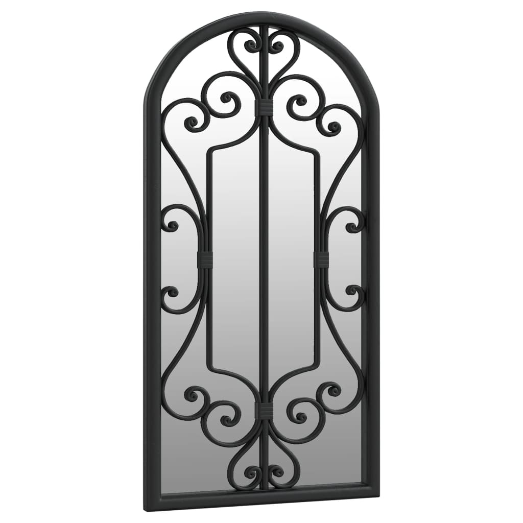 vidaXL Oglindă de grădină, negru, 70x30 cm, fier, uz exterior