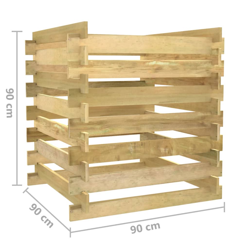 vidaXL Compostor de grădină din șipci, 90x90x90 cm, lemn de pin tratat vidaXL Compostor de grădină din șipci, 90x90x90 cm, lemn de pin tratat