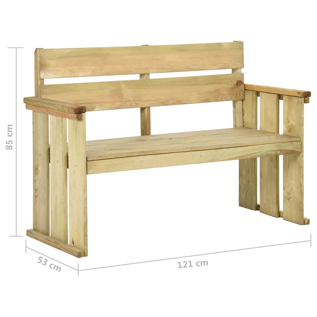 vidaXL Bancă de grădină, 121 cm, lemn de pin tratat