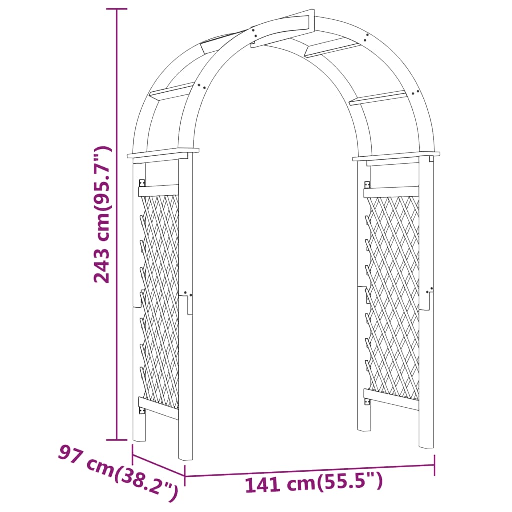 vidaXL Arcadă cu spalier, 141x97x243 cm, lemn masiv de pin tratat vidaXL Arcadă cu spalier, 141x97x243 cm, lemn masiv de pin tratat